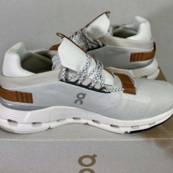 ON Running Cloudnova Women Shoes Size 6 White Pearl - Picture 4 of 12